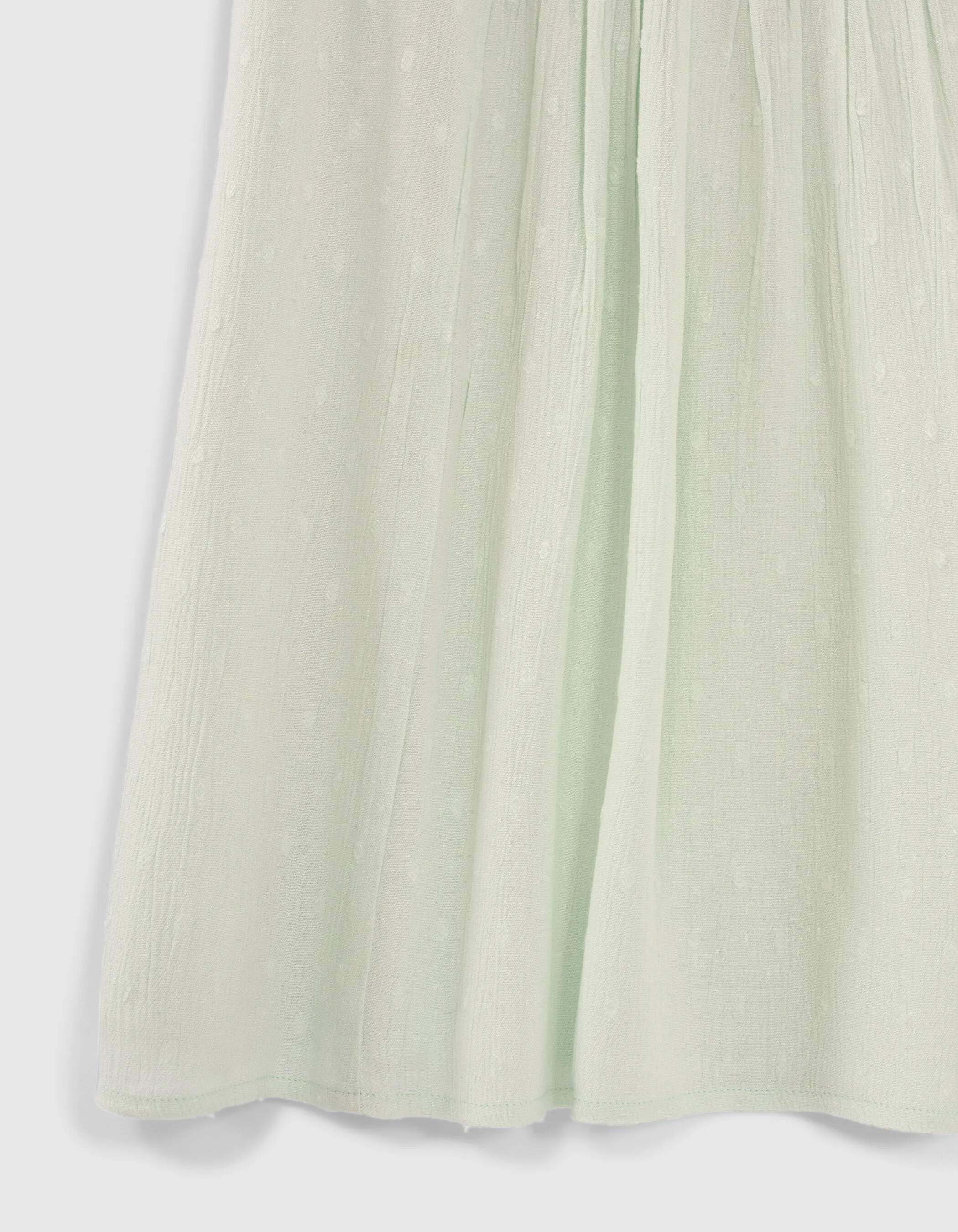 Robe vert d'eau plastron broderie anglaise fille