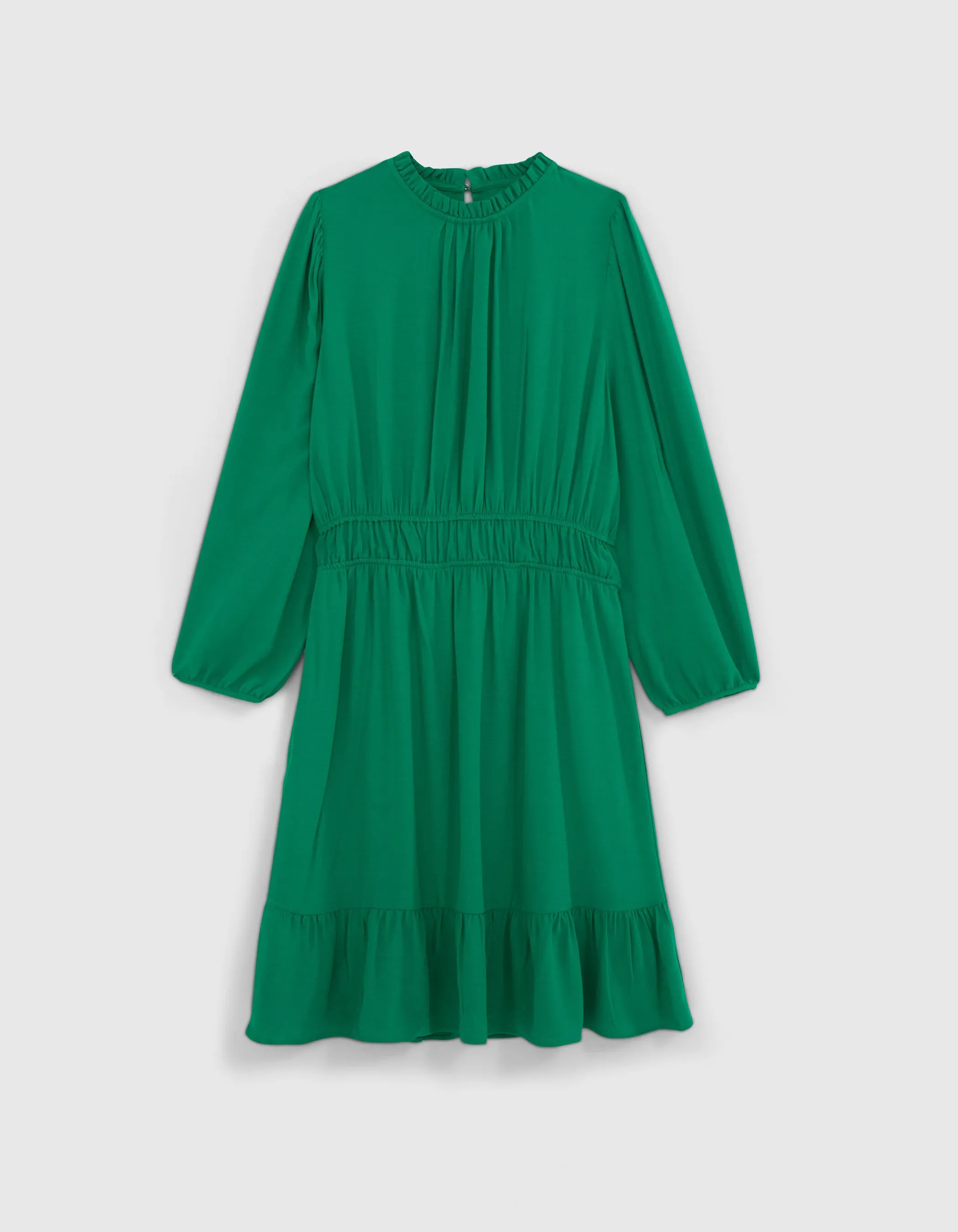 Robe verte upcyclée col collerette Femme