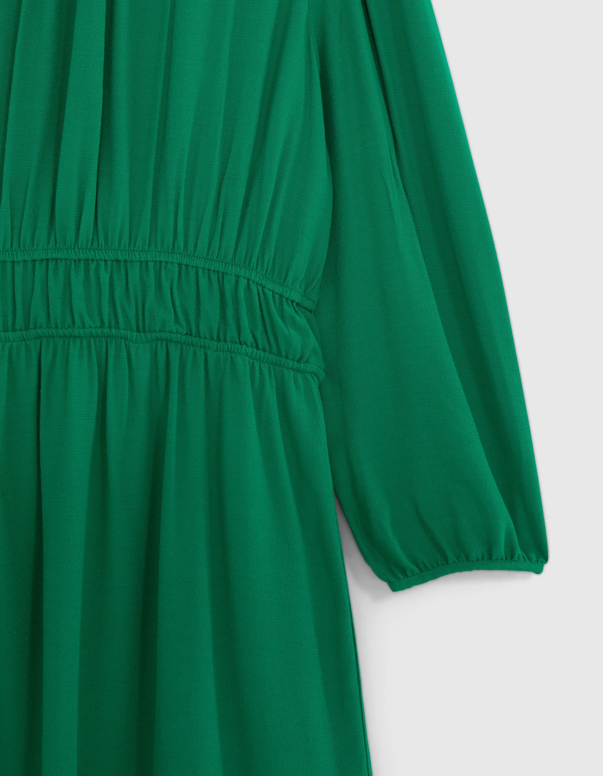 Robe verte upcyclée col collerette Femme