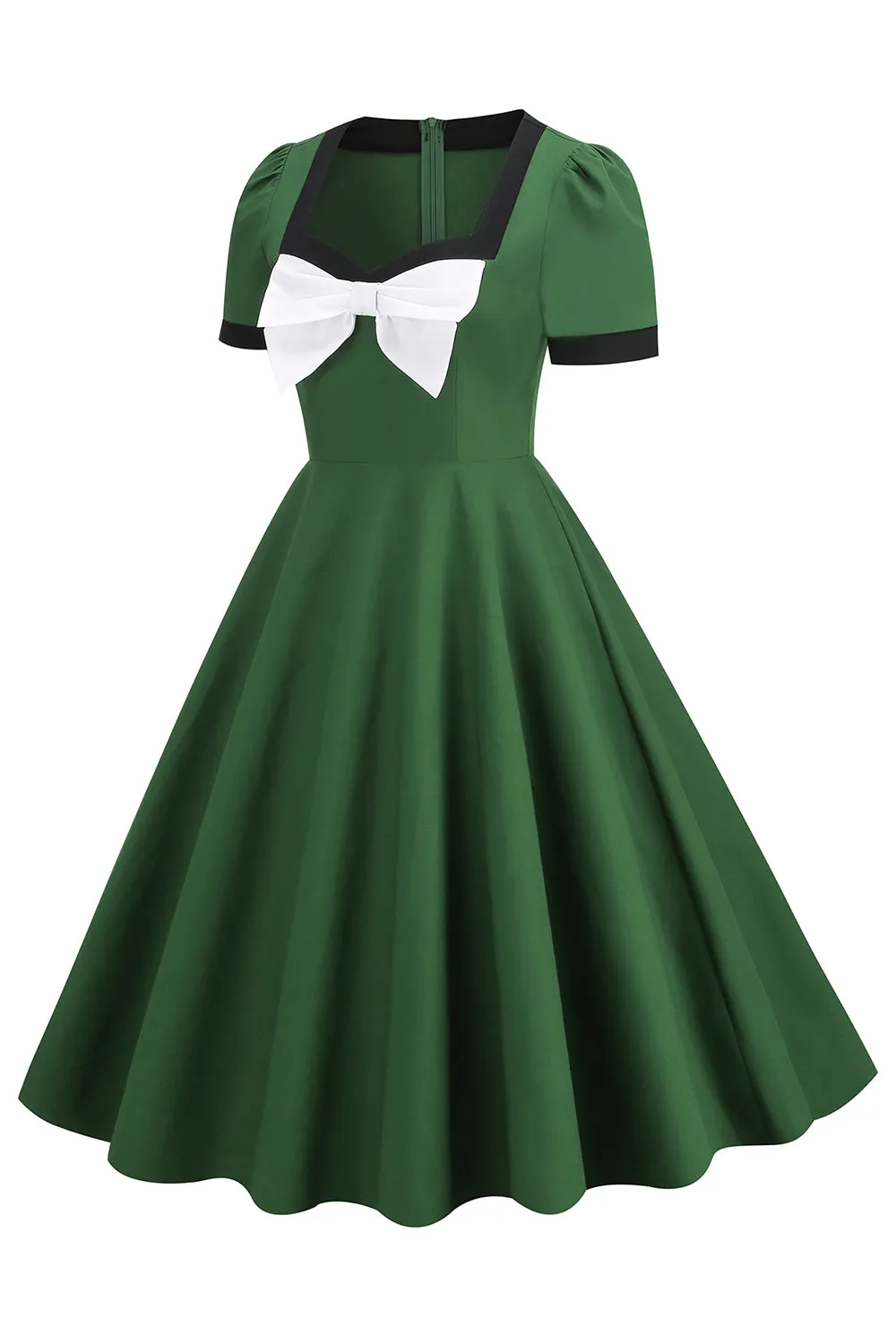 Robe Verte Vintage des années 1950 avec Nœud