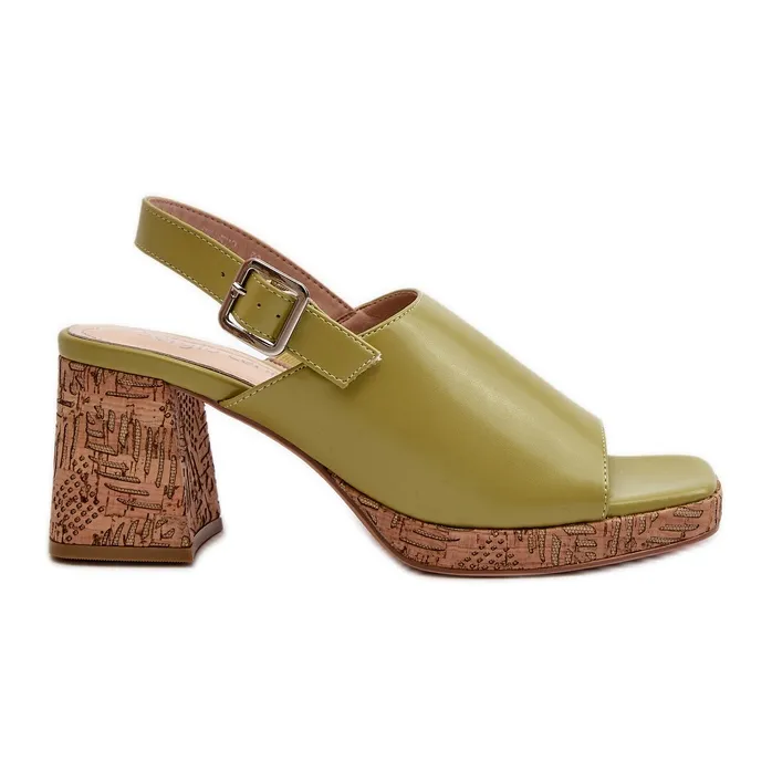 Sandales en cuir écologique pour femmes à talon haut Sergio Leone SK572 Pistache vert