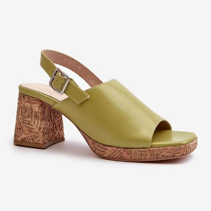 Sandales en cuir écologique pour femmes à talon haut Sergio Leone SK572 Pistache vert