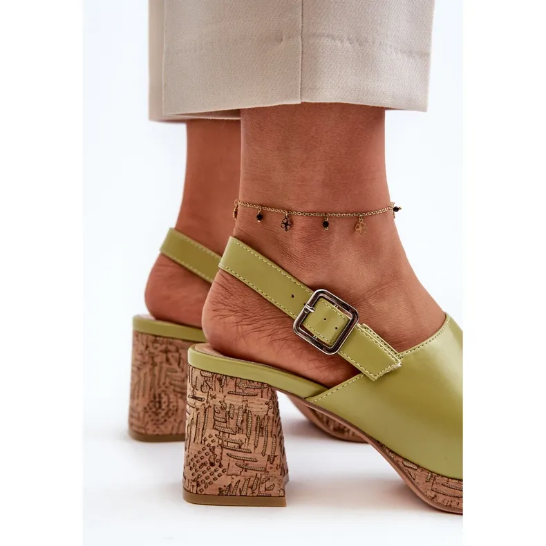 Sandales en cuir écologique pour femmes à talon haut Sergio Leone SK572 Pistache vert