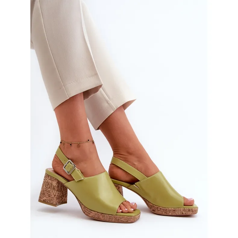 Sandales en cuir écologique pour femmes à talon haut Sergio Leone SK572 Pistache vert