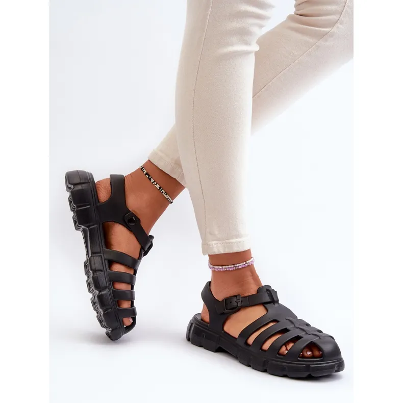 Sandales romaines en mousse pour femmes noires Gasaria le noir