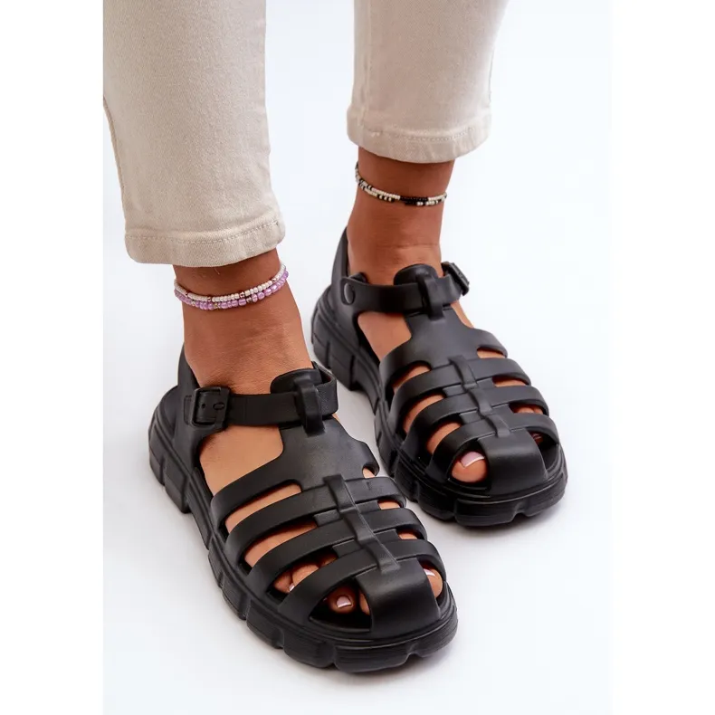 Sandales romaines en mousse pour femmes noires Gasaria le noir