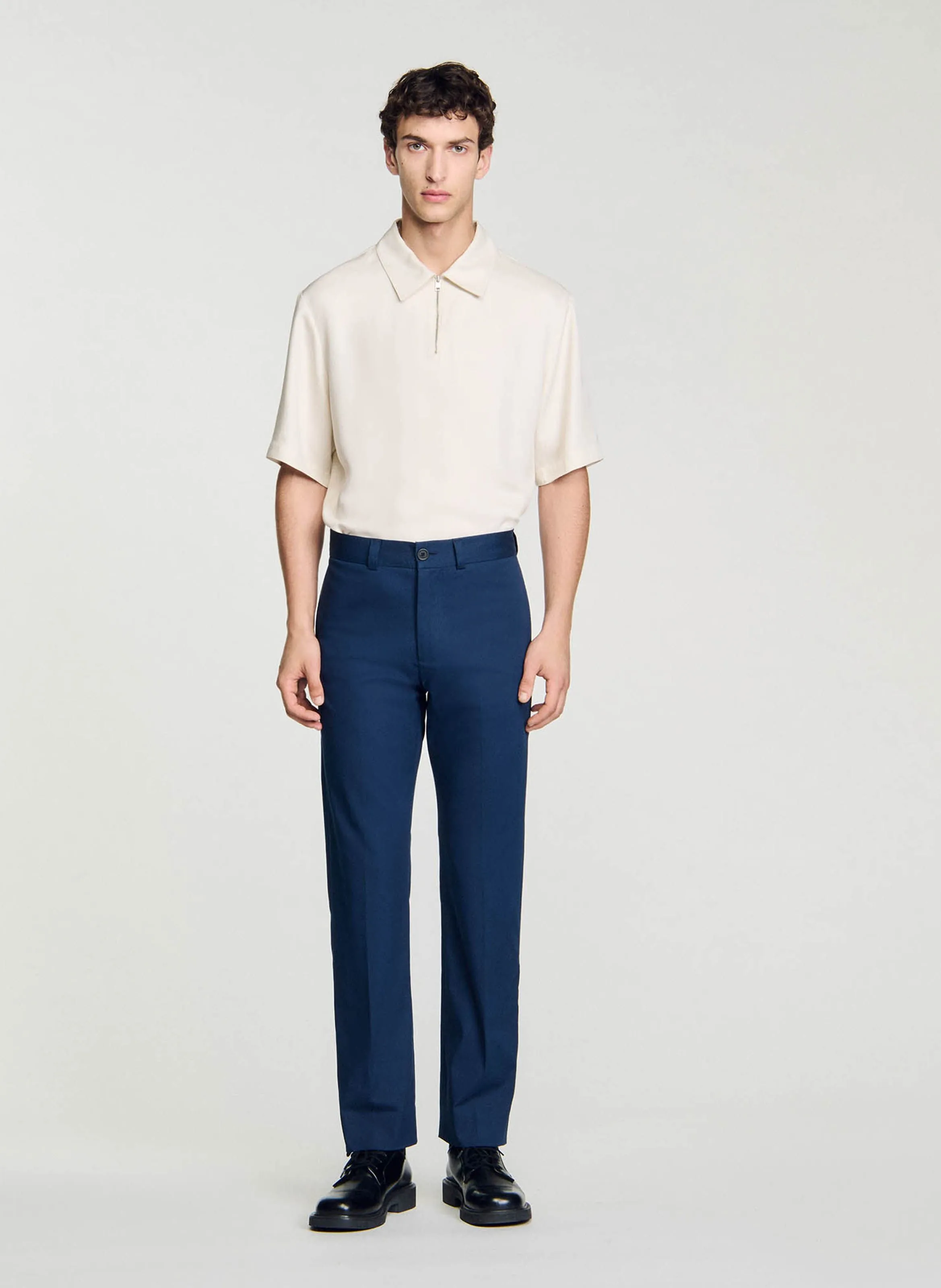 SANDRO  Pantalon chino en coton mélangé - Bleu