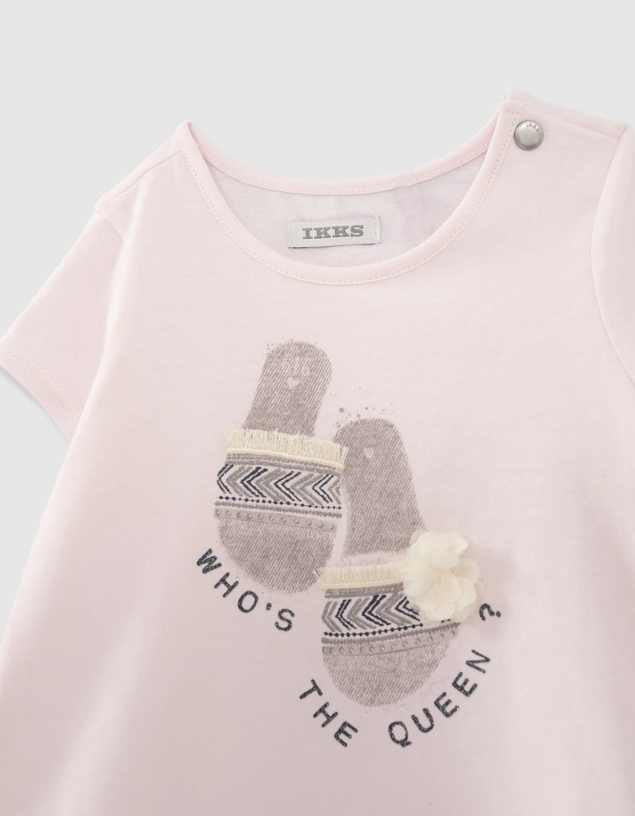 T-shirt rose coton bio visuel sandales bébé fille