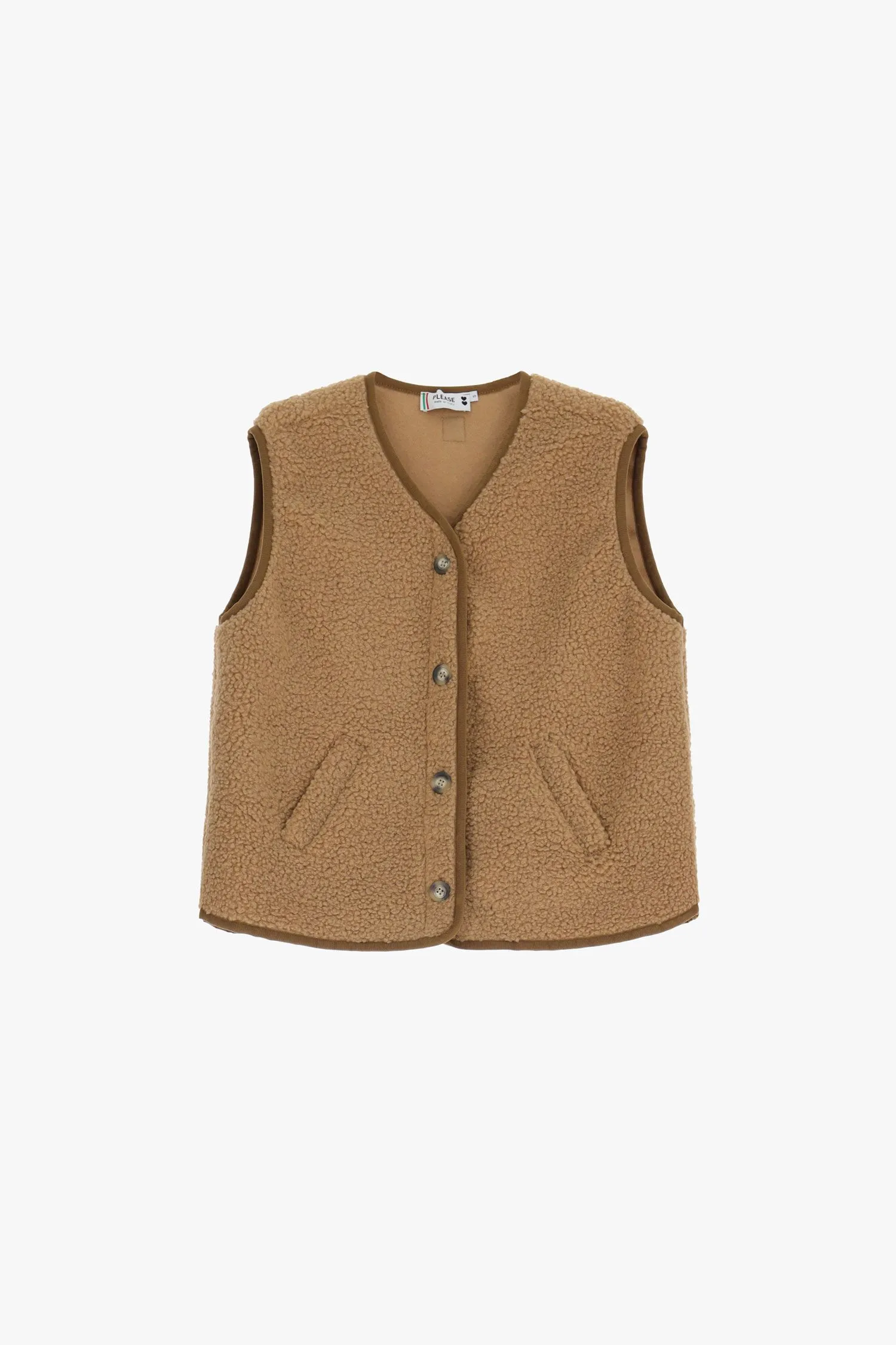 Veste teddy sans manches avec boutons